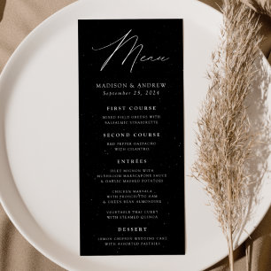 Menu Mariage noir et blanc éclaboussé d'élégance modern