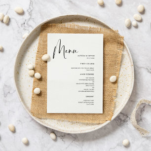 Menu Mariage noir et blanc élégant et moderne