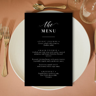 Menu Mariage noir et blanc élégant personnalisé