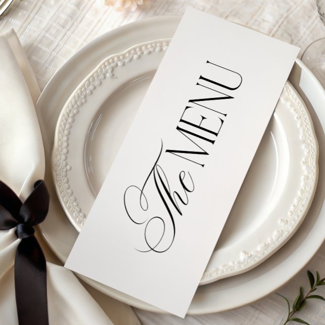 Menu Mariage Noir et Blanc Luxe Script Éternel (Créateur téléchargé)