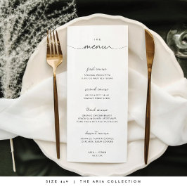 Menu Mariage noir et blanc minimaliste et chic
