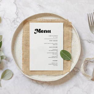 Menu Mariage noir et blanc rétro élégant