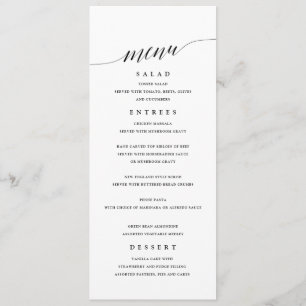 Menu Mariage noir et blanc simple