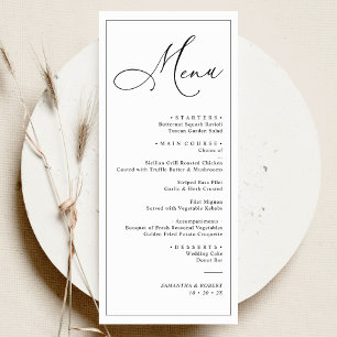 Menu Mariage noir et blanc simple et élégant