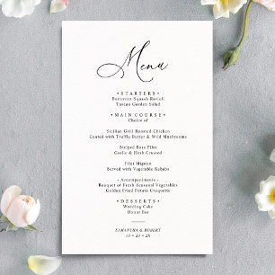 Menu Mariage noir et blanc simple et élégant
