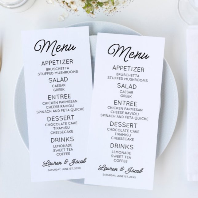 Menu Mariage noir minimaliste moderne (Créateur téléchargé)