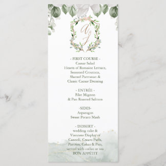 Menu Mariage officiel avec Carte de remerciements 