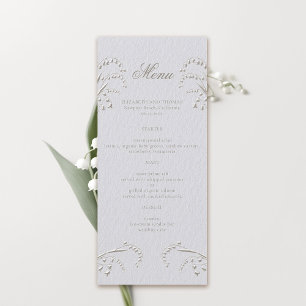 Menu Mariage officiel de Lily Valley Faux Embossé Ivory