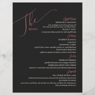Menu Mariage officiel Elégant Magenta Noir