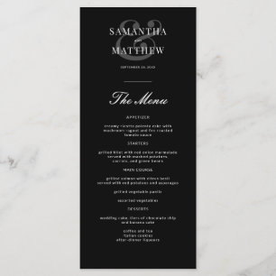 Menu Mariage officiel noir simple et élégant