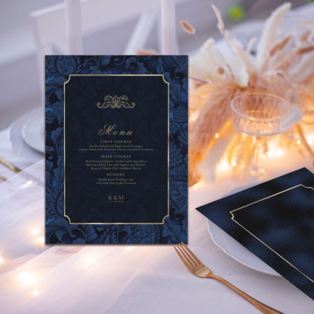 Menu Mariage officiel Paisley Navy Blue ID767 (Créateur téléchargé)