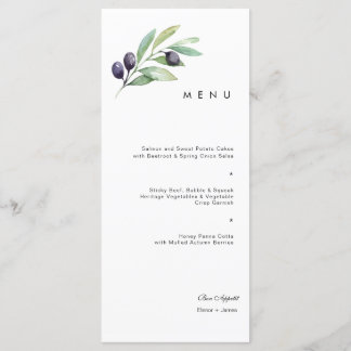 Menu Mariage Olive Watercolor