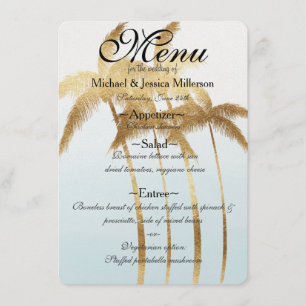 Menu Mariage Ombre Palm Arbres d'or