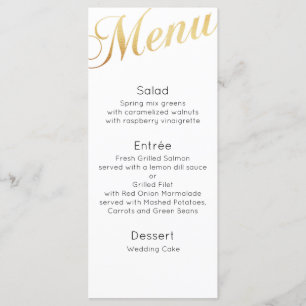 Menu mariage or pour le dîner. Décor de table élég