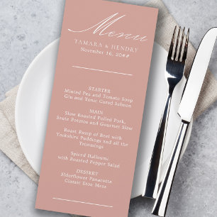 Menu Mariage or Rose Calligraphie simple