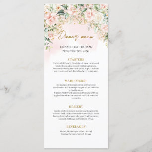 Menu Mariage or roses roses roses douces entièreme