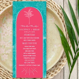 Menu Mariage Palm Tree Rose & Blue Beach