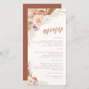 Menu Mariage Pampas Rose Muet Terracotta Boho 