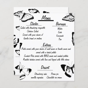 Menu Mariage Papillons noirs et blancs