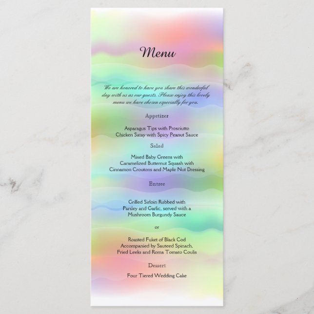 Menu Mariage Pastel Rainbow Brides (Devant)