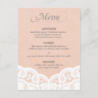 Menu Mariage Peach Lace Doily
