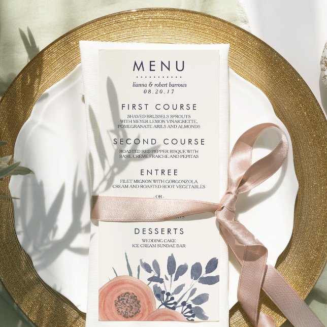 Menu Mariage Peach Poppies (Créateur téléchargé)
