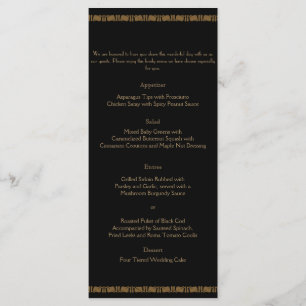 Menu Mariage Peacock Art déco noir et or