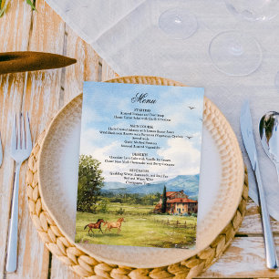 Menu Mariage Peinture de la Campagne Toscane
