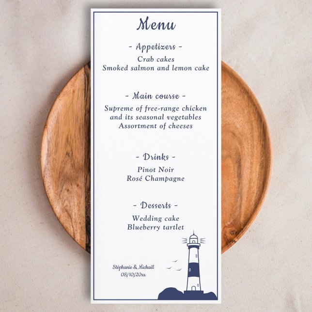 Menu Mariage phare (Lighthouse Wedding Menu)