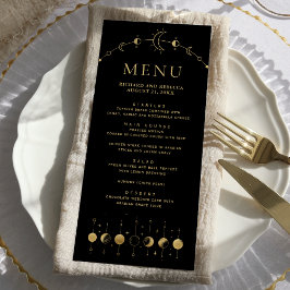 Menu Mariage Phases du croissant d'or noir céleste