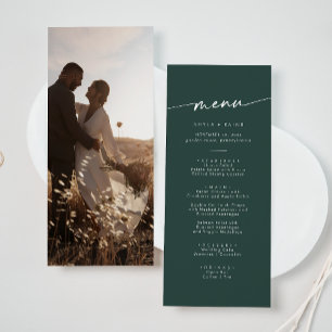 Menu Mariage photo Boho Chic Emerald Green