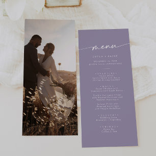 Menu Mariage photo Boho Chic Lavender Purple