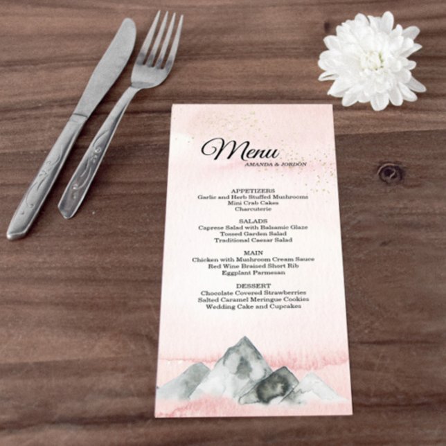 Menu Mariage Pink Sunrise Mountain (Créateur téléchargé)