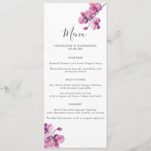 Menu Mariage Plum Watercolor Orchid
