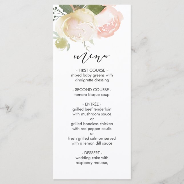 Menu Mariage Pony ivoire rose vif (Devant)