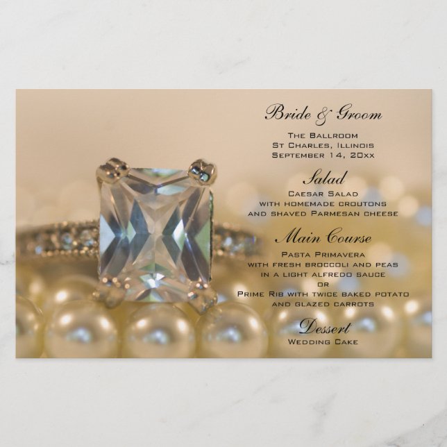 Menu Mariage Princess Diamond Ring and Pearls (Devant)
