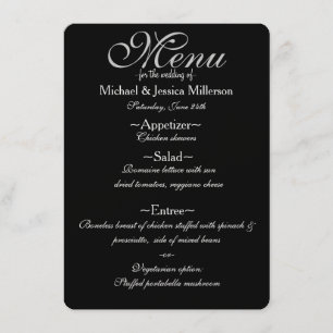 Menu Mariage Quatrefoil noir et blanc