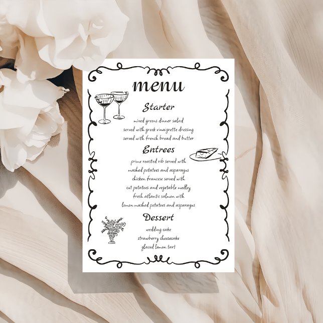 Menu Mariage Quirky Dessiné À La Main (Créateur téléchargé)