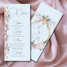 Menu mariage Regency Era Blue Monogram Monogramme