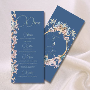 Menu mariage Regency Era Dusty Blue Monogram