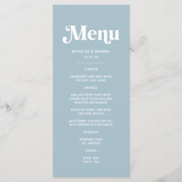 Menu Mariage rétro années 70 poussiéreux bleu