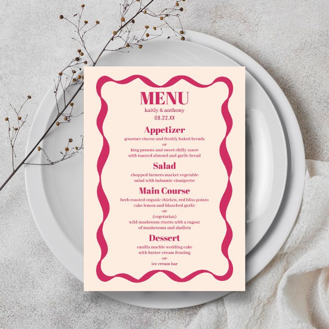 Menu Mariage rétro Coquette Bow (Créateur téléchargé)
