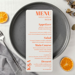 Menu Mariage rétro de charme nostalgique