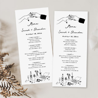 Menu Mariage rétro élégant tiré à la main