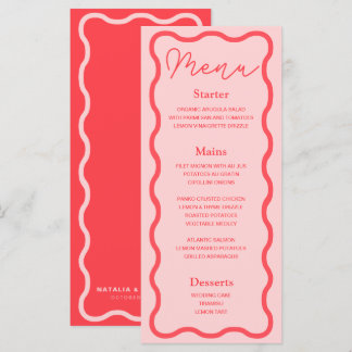 Menu Mariage rétro rose