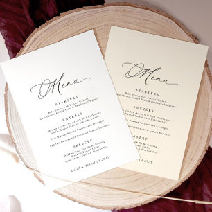 Menu Mariage Romantique Moderne Calligraphie Élégante