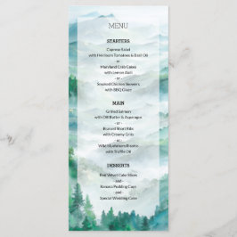 Menu Mariage romantique vert et bleu de la montagne de 