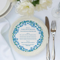 Menu Mariage Rond Floral Bleu Oublié-Me-Nots