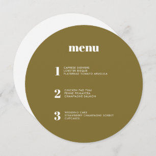 Menu Mariage rond minimaliste Olive vert moderne