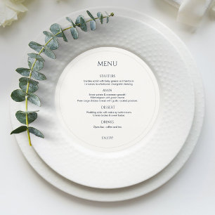 Menu Mariage rond Monogrammé noir et ivoire